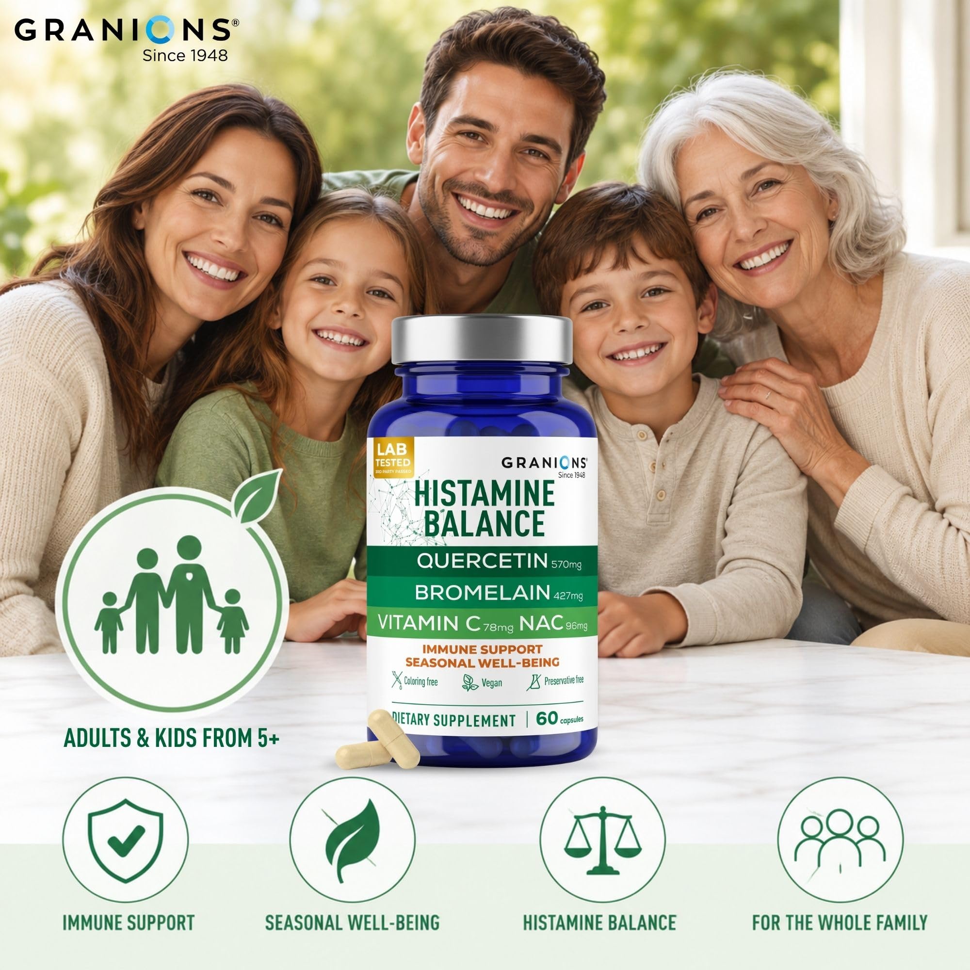 Granions botella abierta con cápsulas para ver contenido y cantidad