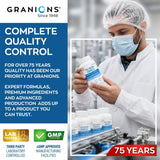 Granions caja abierta con tabletas dispuestas mostrando contenido y presentación