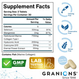 Granions ingredientes activos colocados sobre fondo claro, información visual