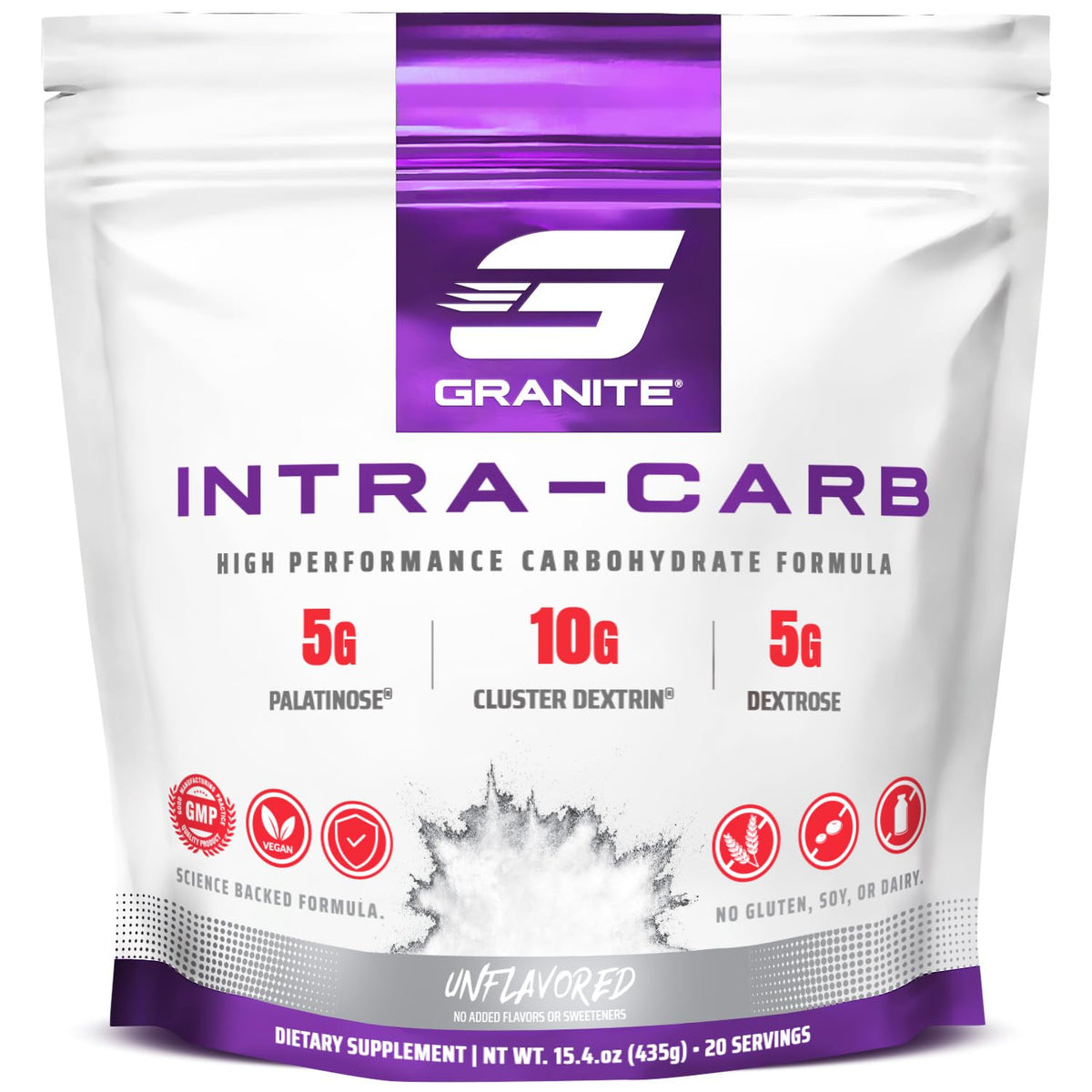 Granite Supplements bote frontal mostrando etiqueta clara y beneficio energético
