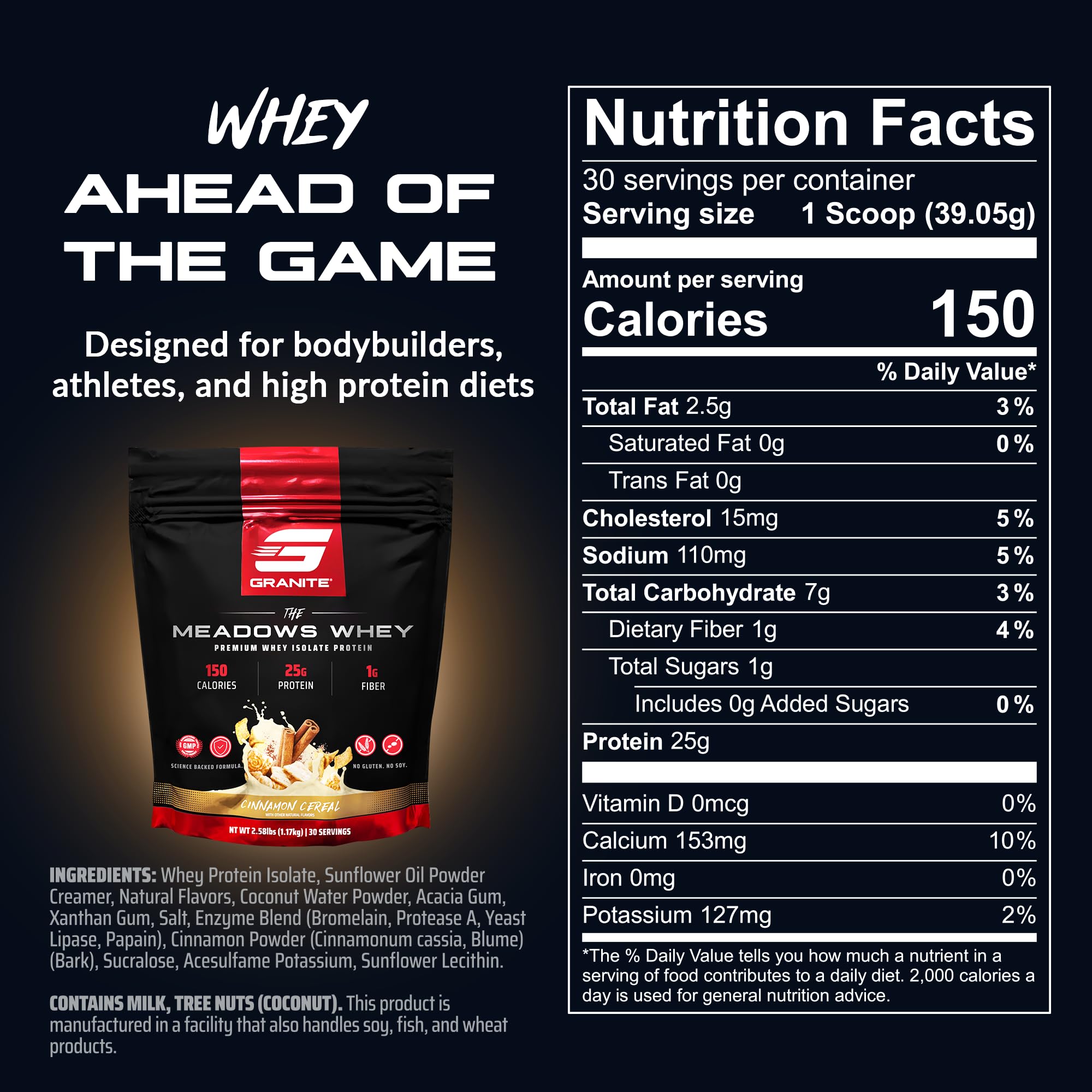 Granite Supplements cuchara con porción, 25 g de proteína por servicio