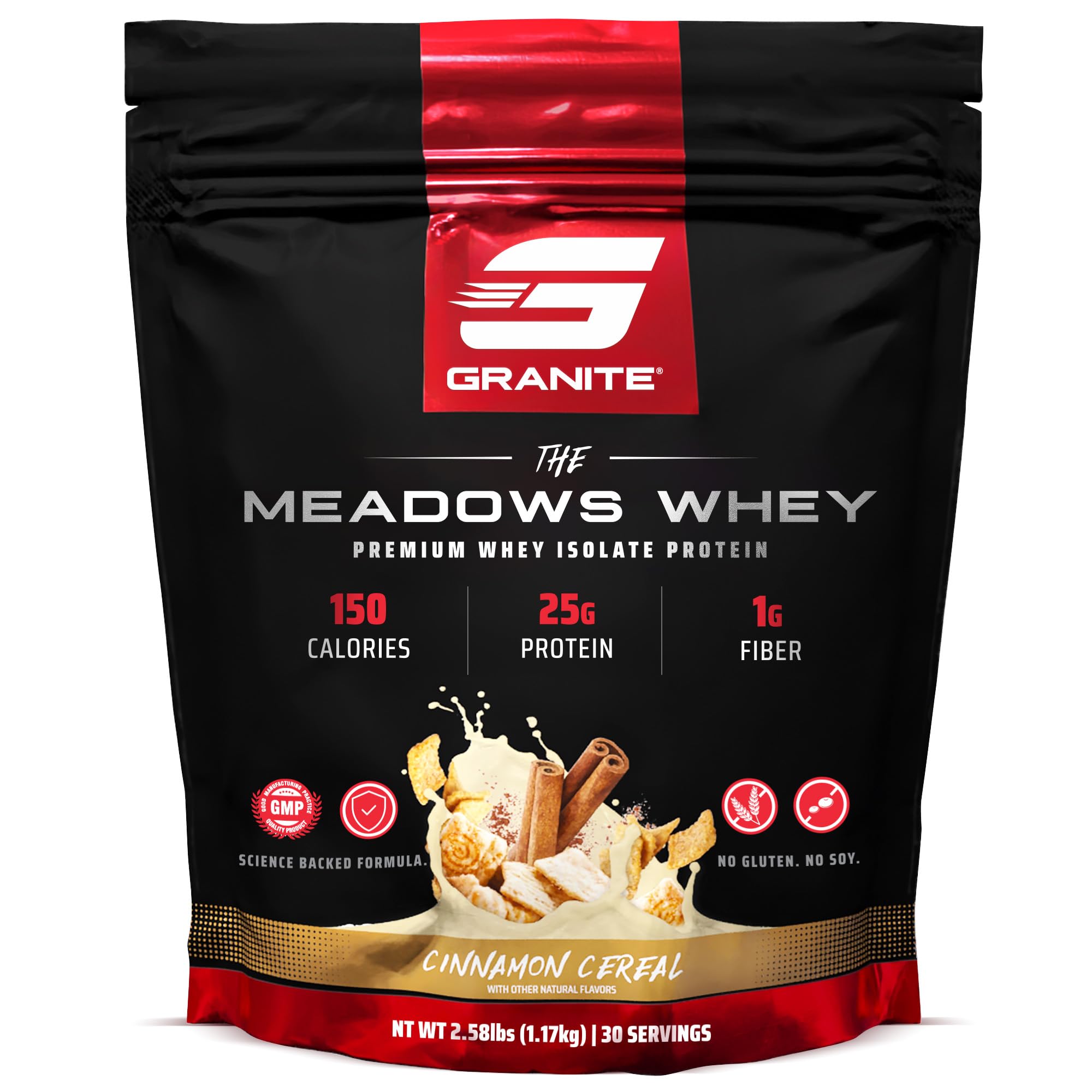 Granite Supplements envase frontal mostrando sabor y ventaja proteica