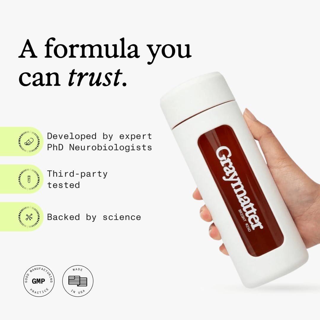 Graymatter bebida preparada en vaso con hielo, energía enfocada sin picos