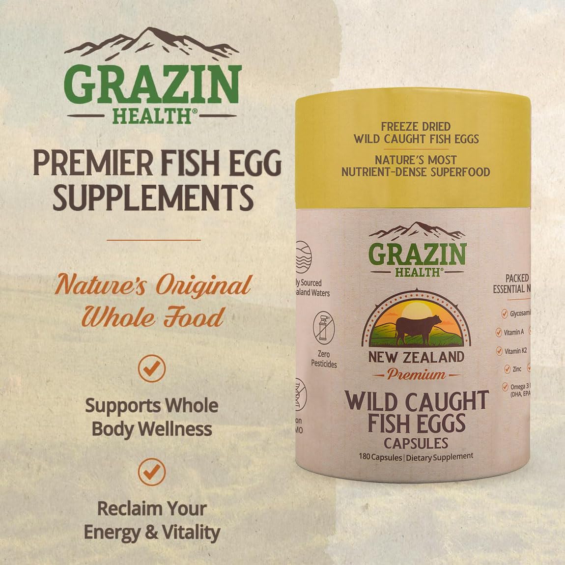 GRAZIN HEALTH etiqueta nutricional primer plano para transparencia
