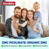 GREABBY etiqueta nutricional en el envase detallando zinc picolinato