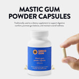 Greco Gum primer plano de cápsulas apiladas, detalle que resalta pureza