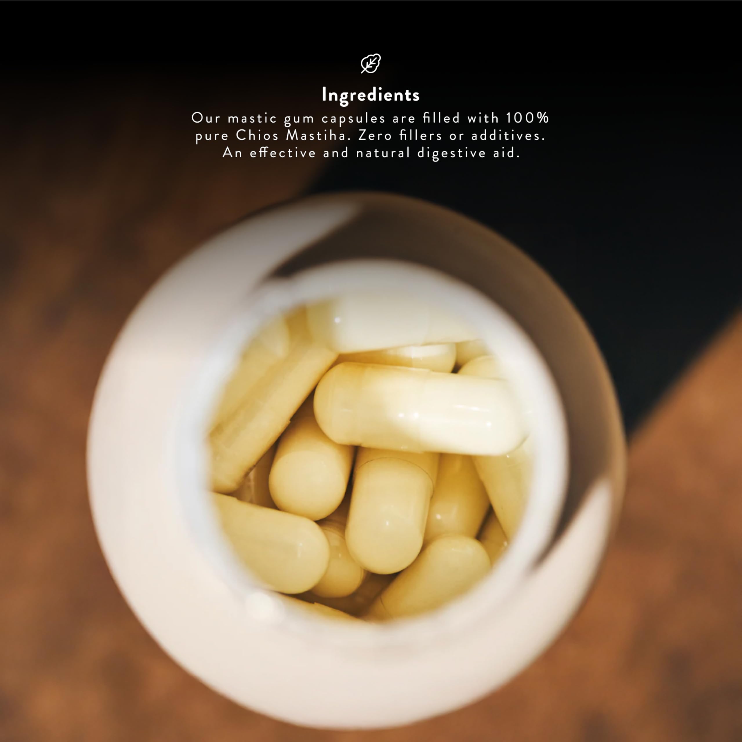 Greco Gum resina de masticha de Chios sobre madera, origen tradicional
