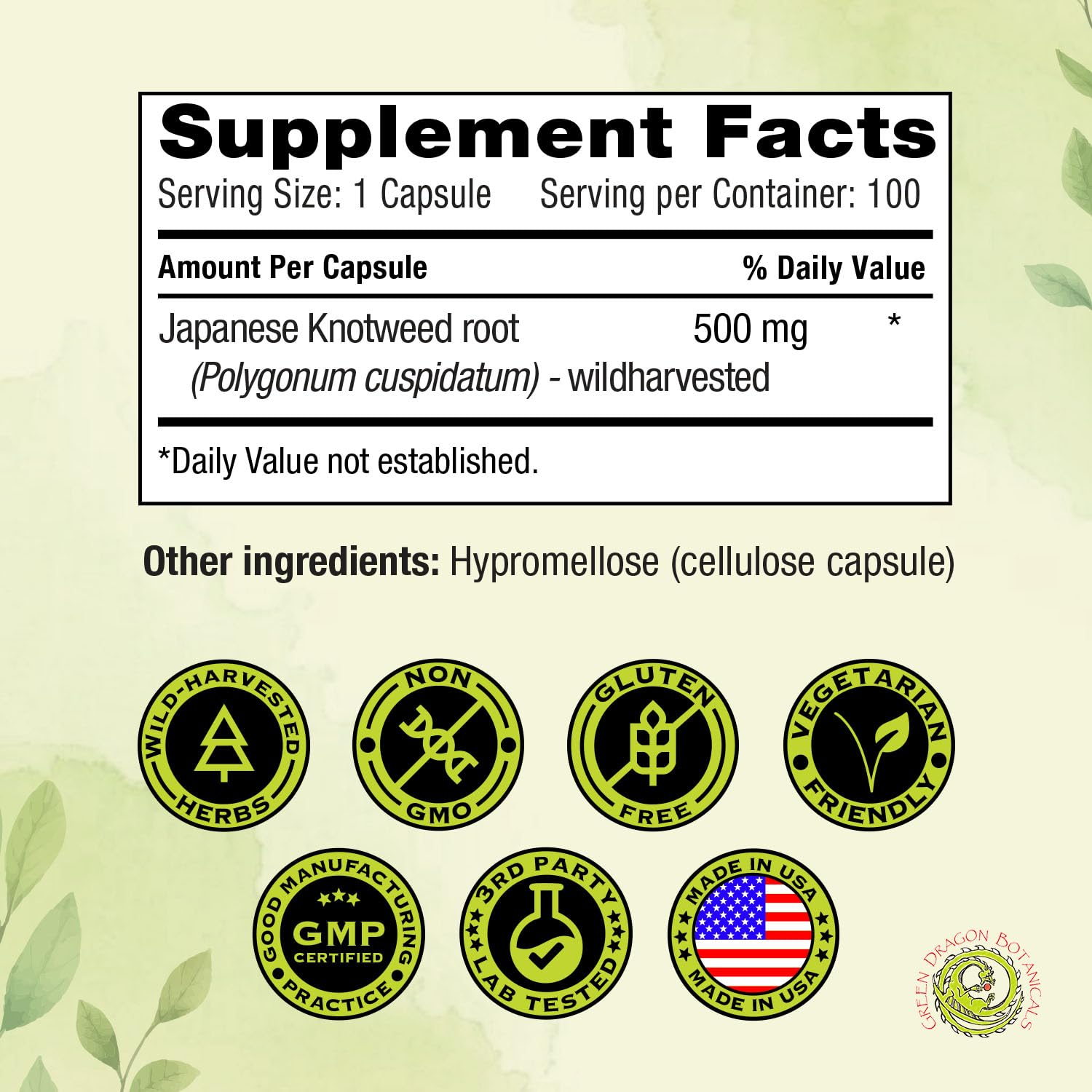 Green Dragon Botanicals etiqueta con información de ingredientes y pureza