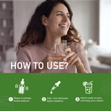 green Herb Vibe botella junto a una regla para comparar tamaño y duración del suministro