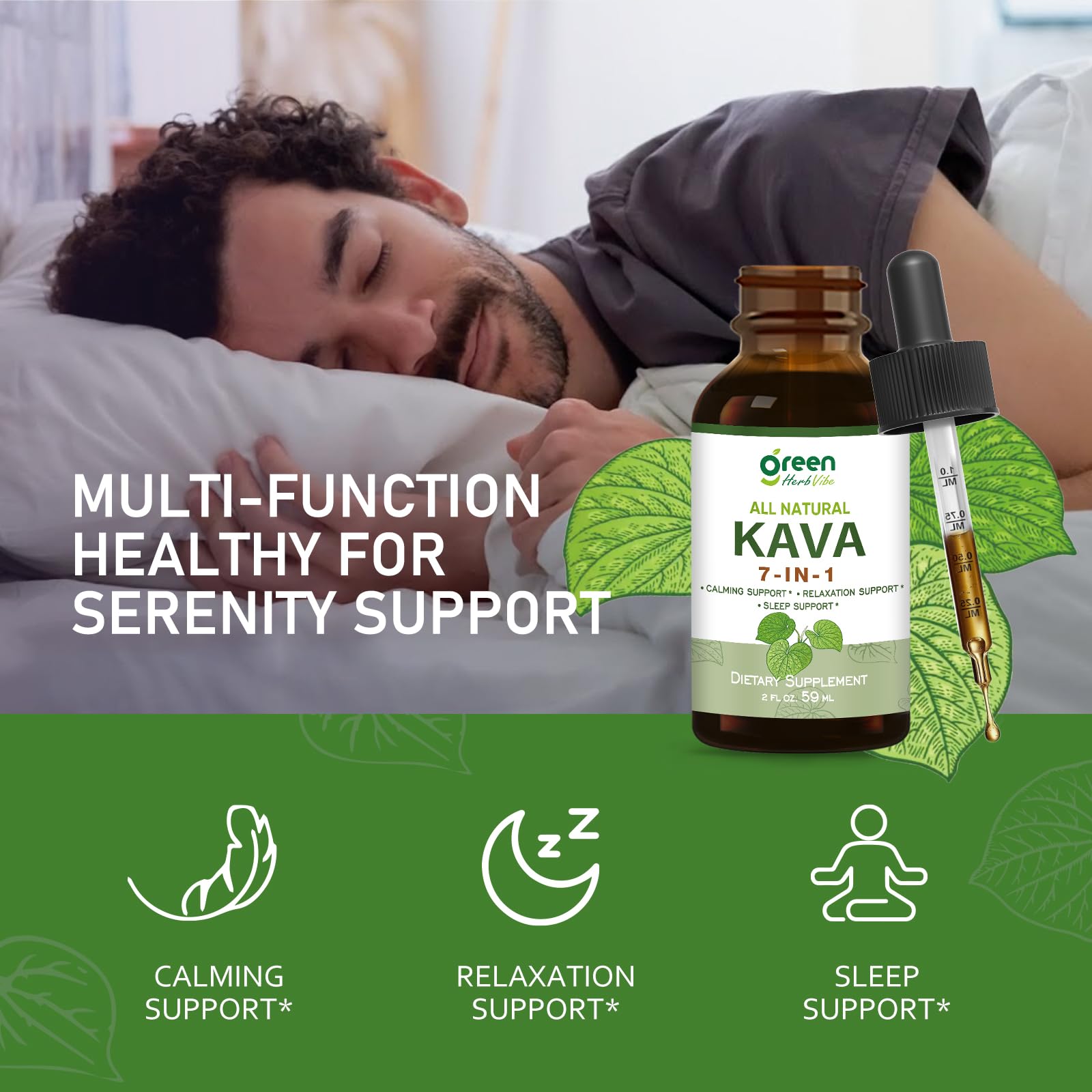 green Herb Vibe etiqueta con lista de ingredientes naturales y beneficios claros para elegir