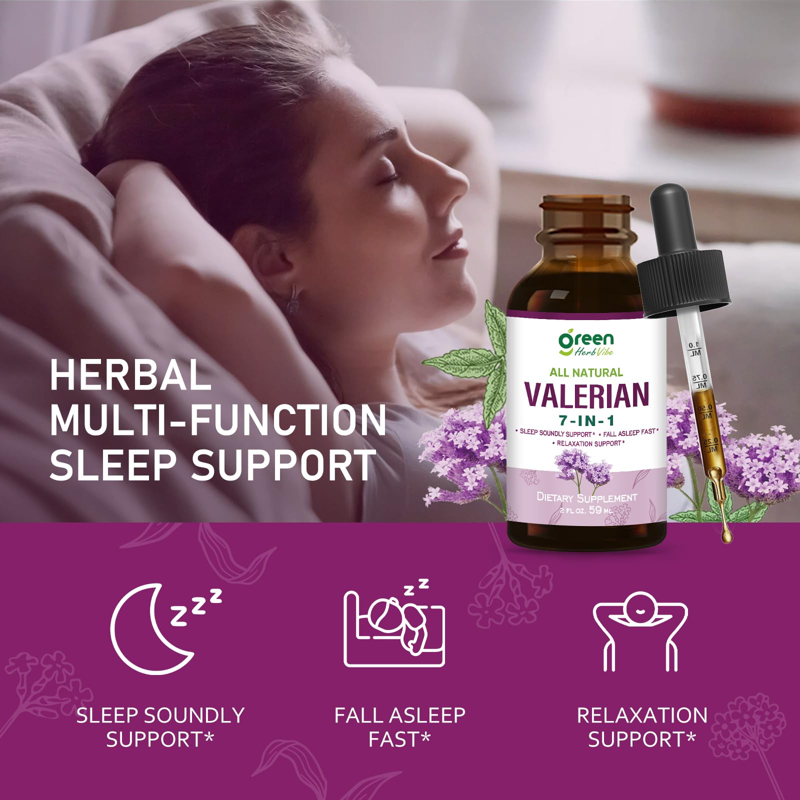 green Herb Vibe detalle de etiqueta con lista de hierbas y beneficios