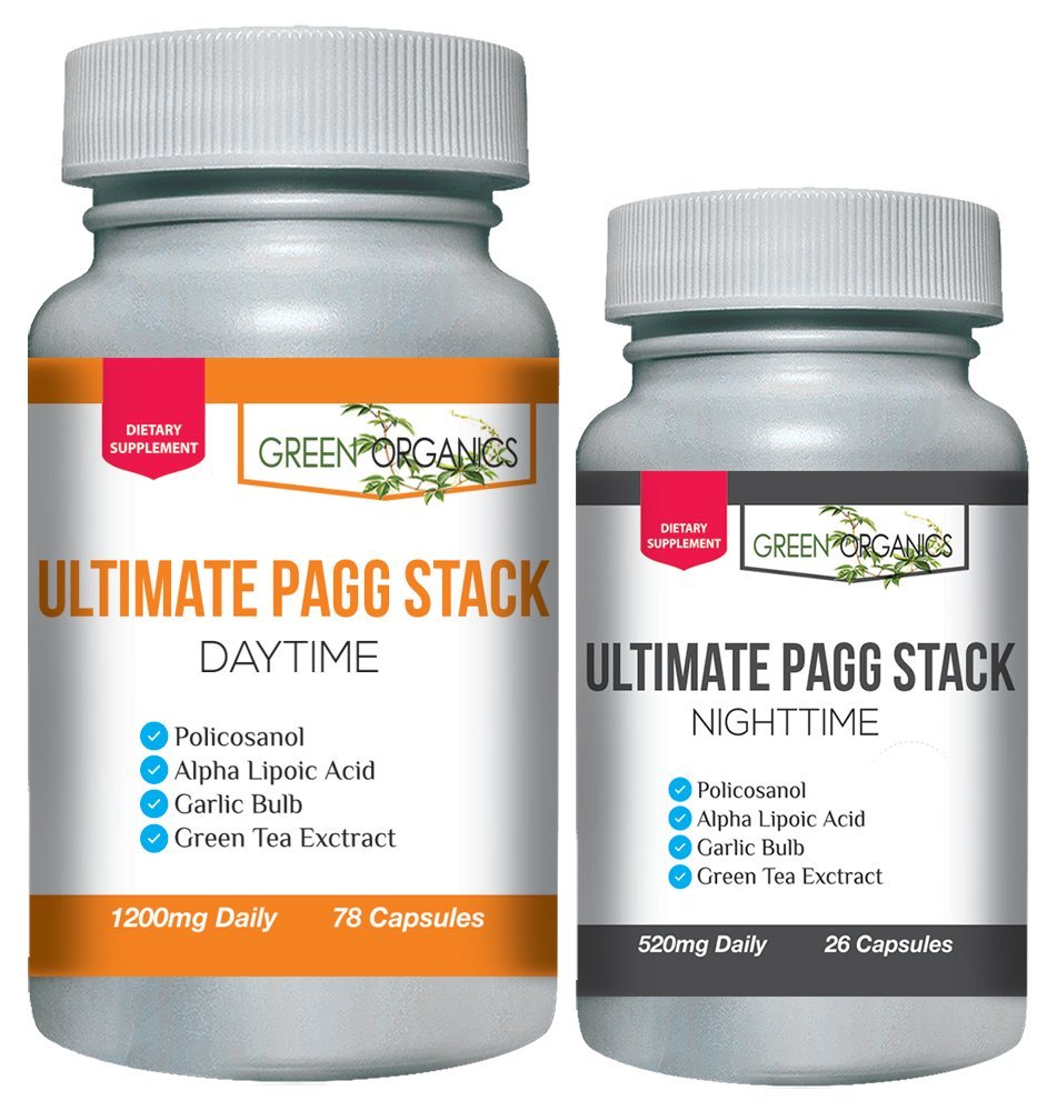 Green Organics envase frontal del Ultimate PAGG Stack mostrando marca y presentación