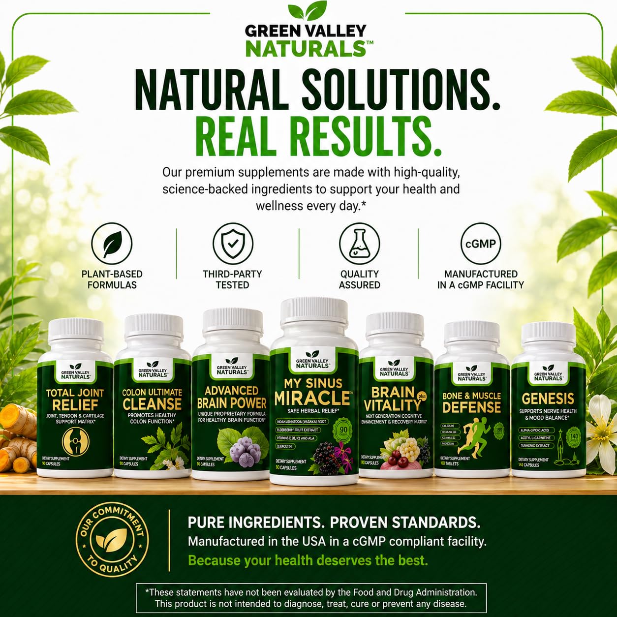 Green Valley Naturals botella junto a platos saludables para rutina diaria