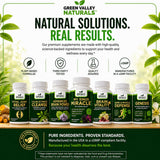 Green Valley Naturals botella junto a platos saludables para rutina diaria