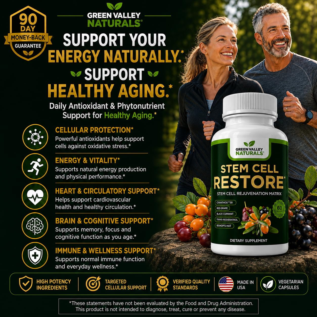 Green Valley Naturals extractos de plantas que ilustran origen natural y potencia