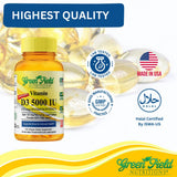 Green Field Nutritions caja abierta con 120 softgels mostrando contenido práctico