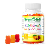 Greenfield Nutritions frasco frontal mostrando 90 gomitas y certificación Halal