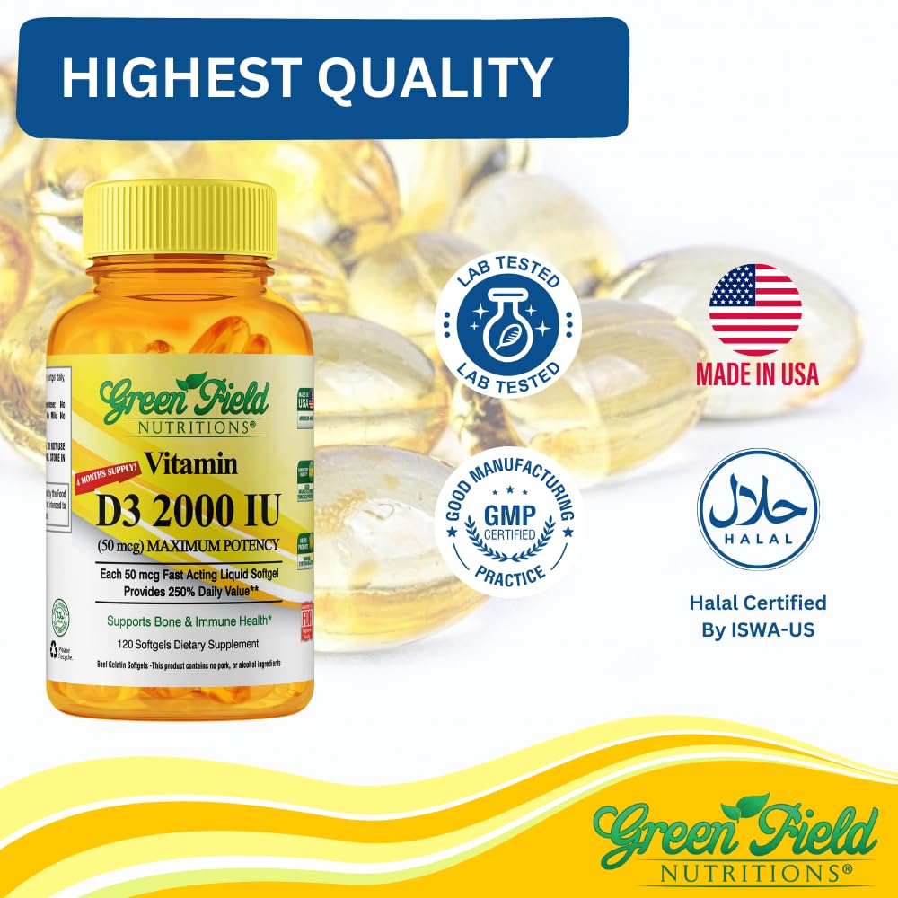 Green Field Nutritions caja abierta con 120 cápsulas para suministro prolongado
