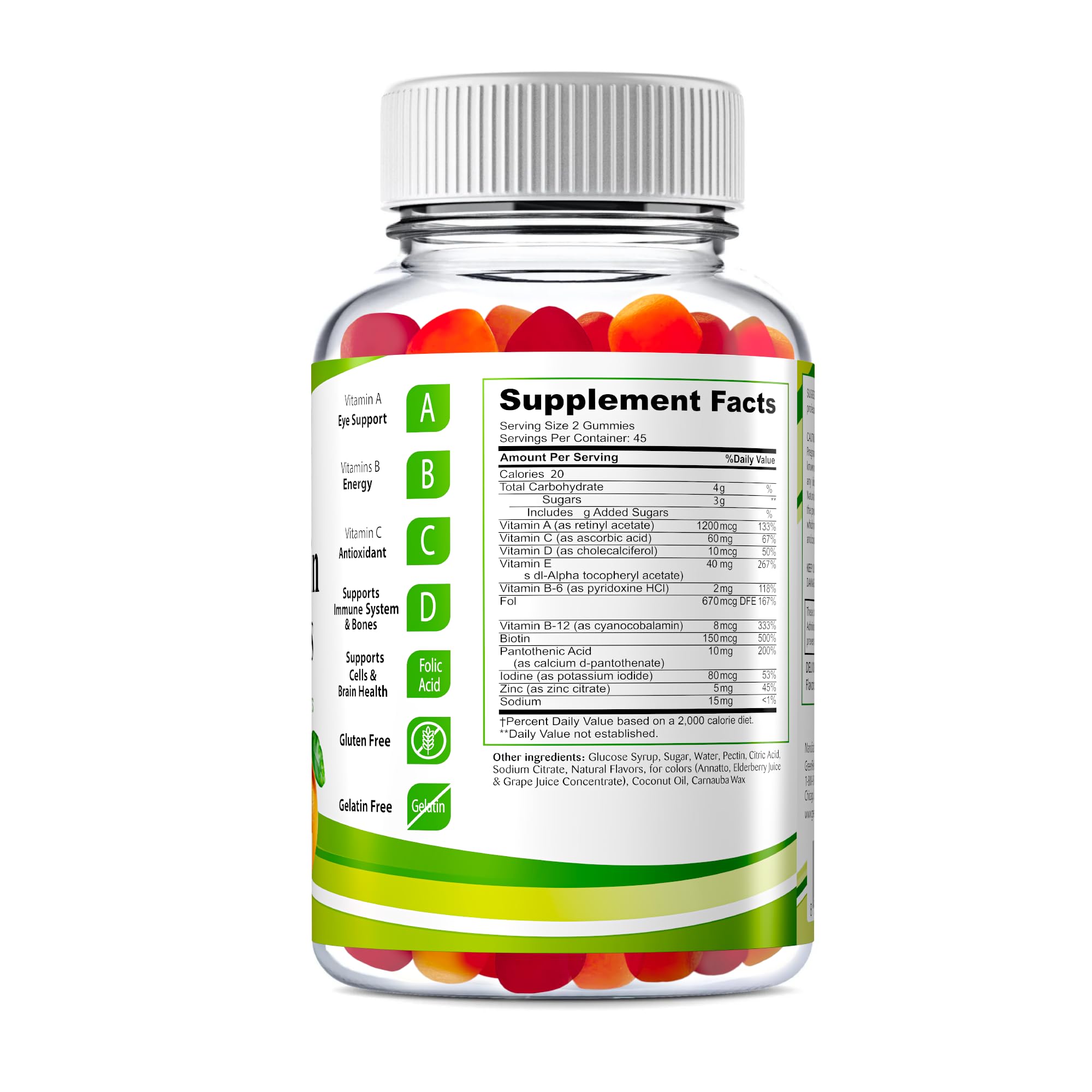 Green Field Nutritions detalle de ingredientes clave D3 B6 B12 Zinc y Vitamina C