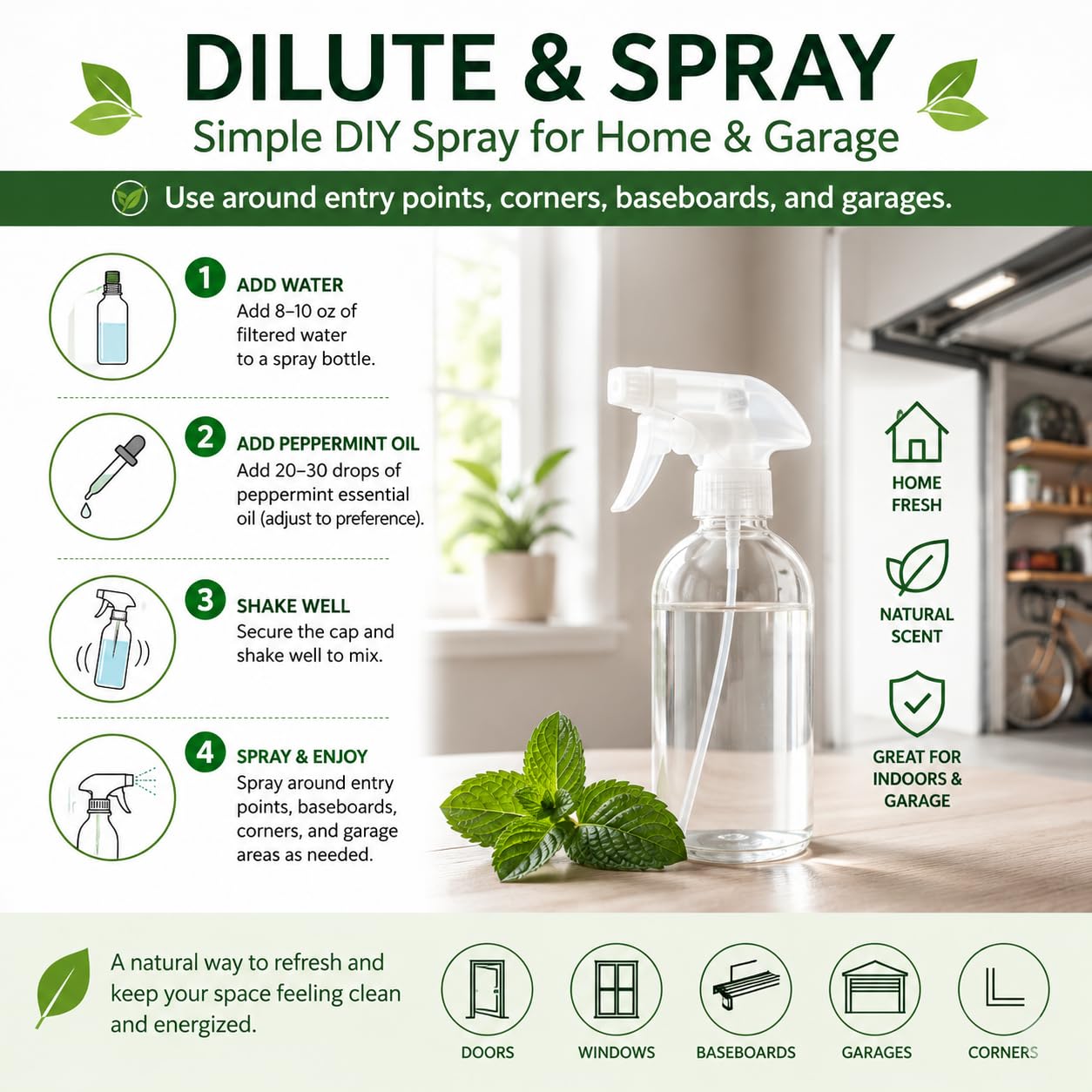 GreenHealth aceite de menta en difusor casero para aroma fresco y ambiente limpio