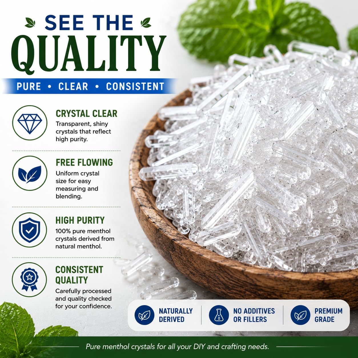 GreenHealth etiqueta del producto con información de pureza y punto de fusión