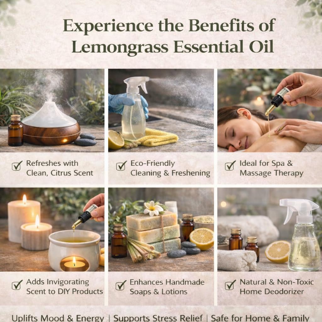 GreenHealth gotas del aceite de lemongrass con textura pura y limpia