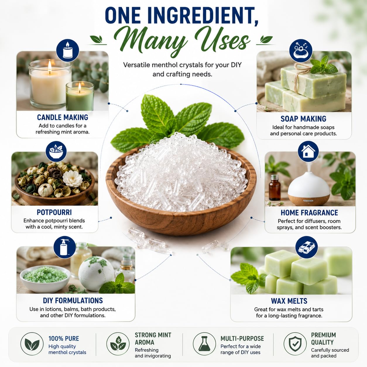 GreenHealth cristales disolviéndose en cera para vela aportando aroma fresco