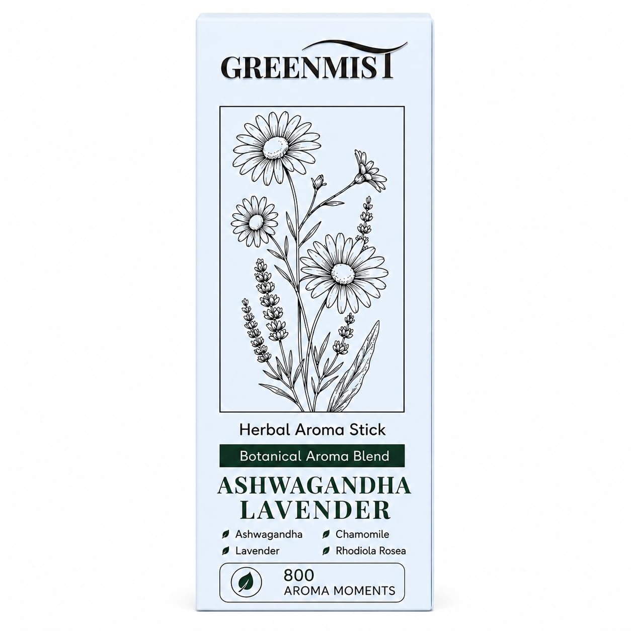 GREENMIST stick azul frontal mostrando diseño portátil y práctico