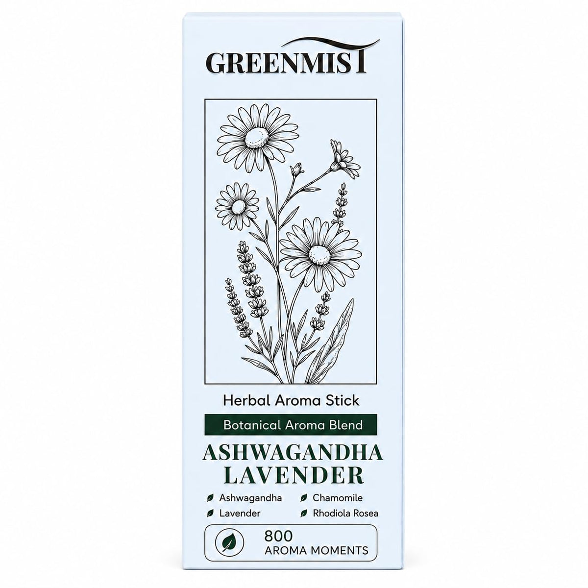 GREENMIST stick azul frontal mostrando diseño portátil y práctico