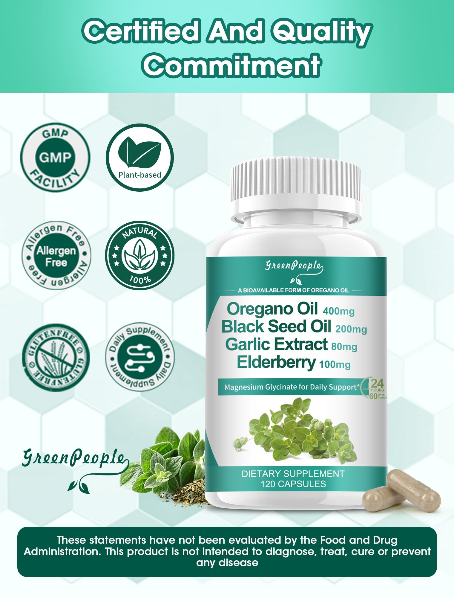 GREENPEOPLE cápsula abierta con gotas muestra concentración de aceites
