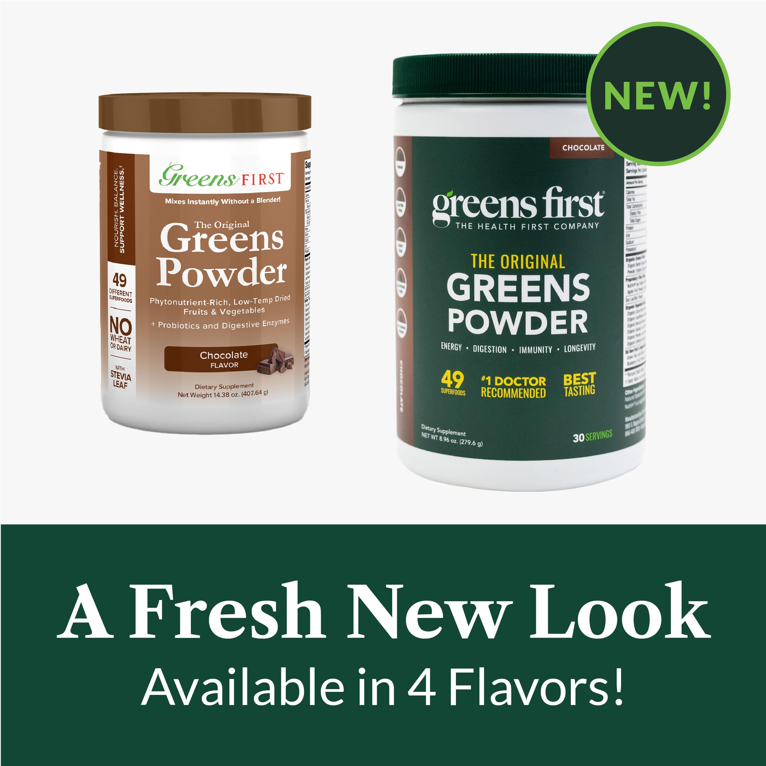 Ingredientes orgánicos Greens First esparcidos, evidencia de origen vegetal diverso