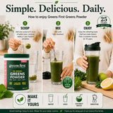 Greens First primer plano ingredientes orgánicos, evidencia de origen natural