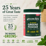 Greens First batido familiar con polvo, integra nutrición en comidas cotidianas