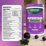 Greens+ etiqueta nutricional clara con información de ingredientes