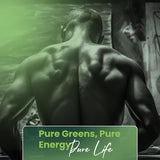 Greens+ close-up de spirulina color verde intenso alto contenido nutricional