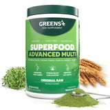 Greens+ envase frontal mostrando la marca y tamaño beneficios nutricionales