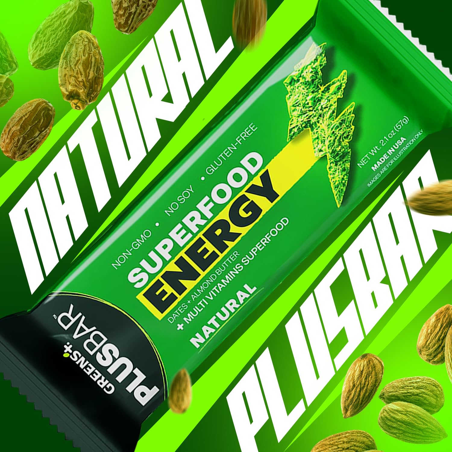 Greens+ Plusbar en mano para escala, tamaño portátil y conveniente