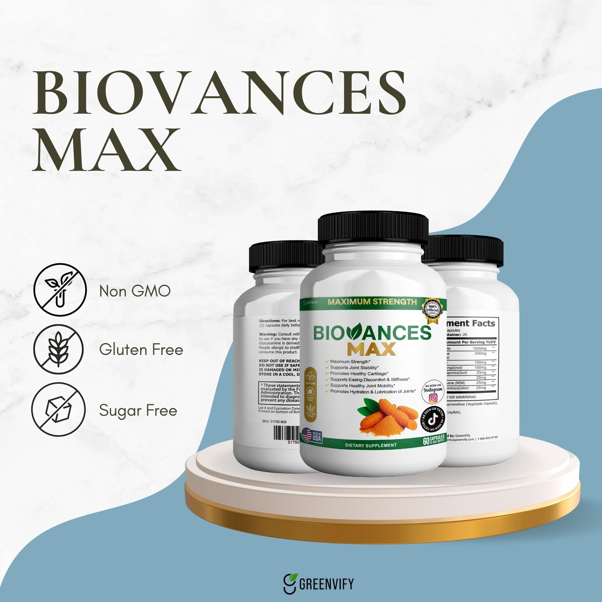 GREENVIFY etiqueta nutricional y lista de ingredientes para control de calidad