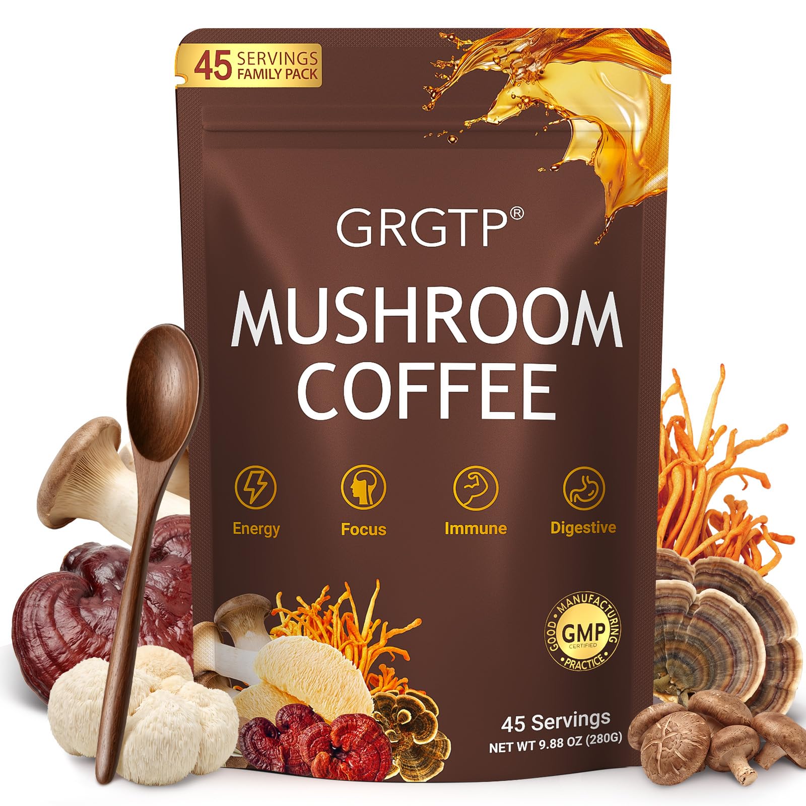 GRGTP empaque frontal mostrando la marca y beneficios para consumo diario
