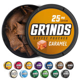 GRINDS detalle de pouch seco y textura que conserva el sabor por más tiempo