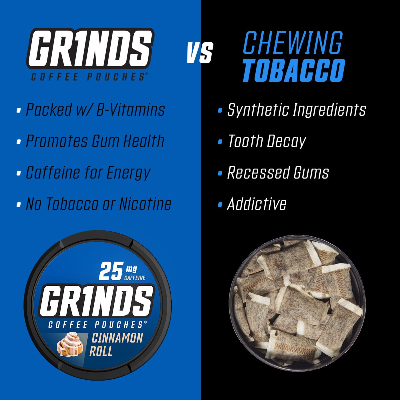 Grinds pouch en uso sobre escritorio ilustrando conveniencia