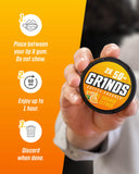 GRINDS comparación de tamaño en mano, muestra lo compacto y práctico