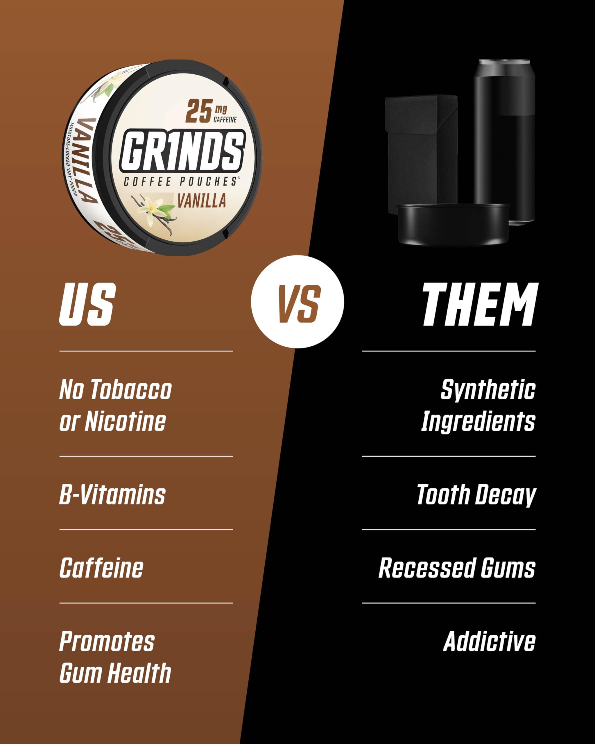 GRINDS bote en mano para comparar tamaño y portabilidad