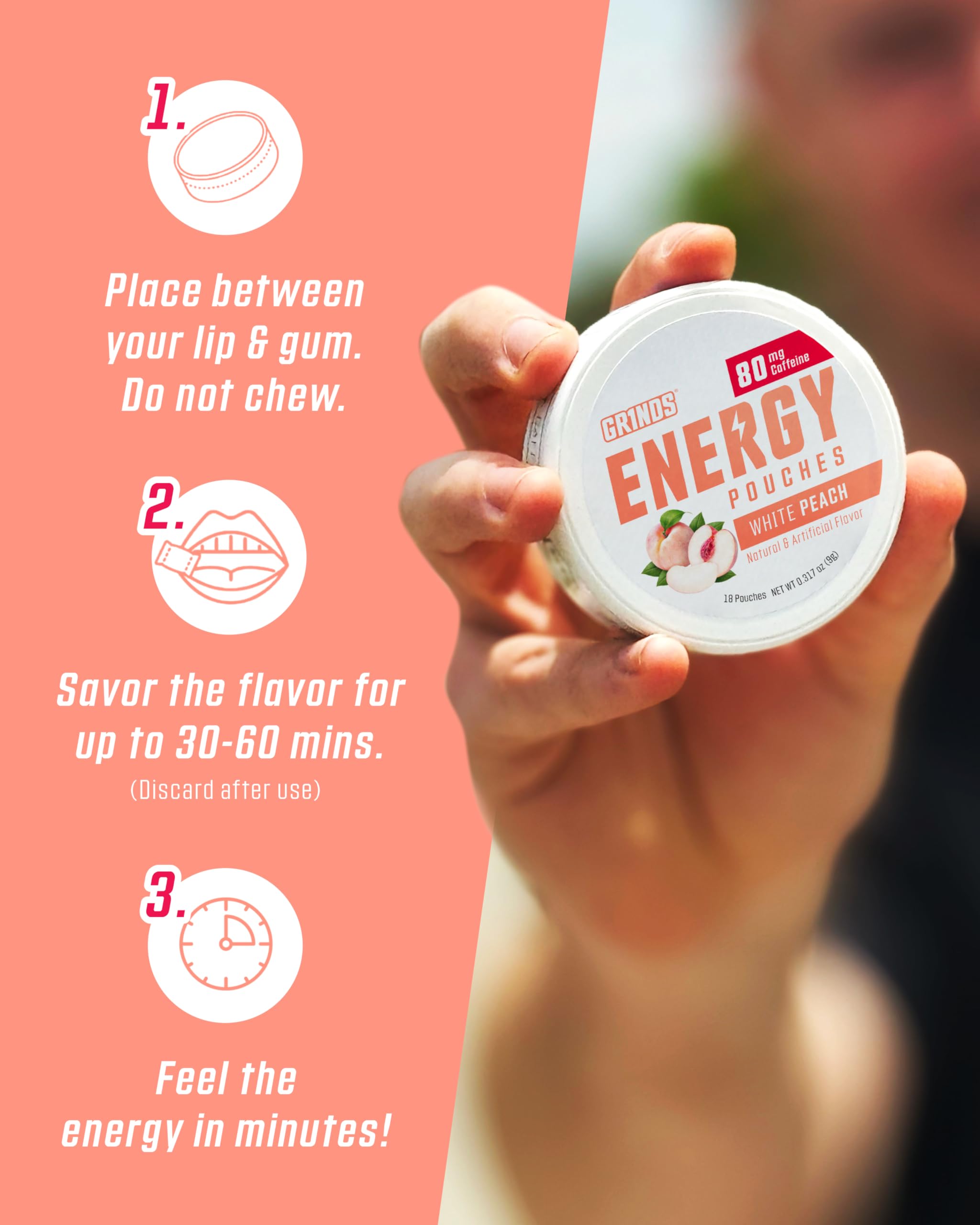 GRINDS etiqueta nutricional explicando cafeína y vitaminas B