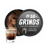 GRINDS lata frontal Double Shot Espresso mostrando diseño y conveniencia