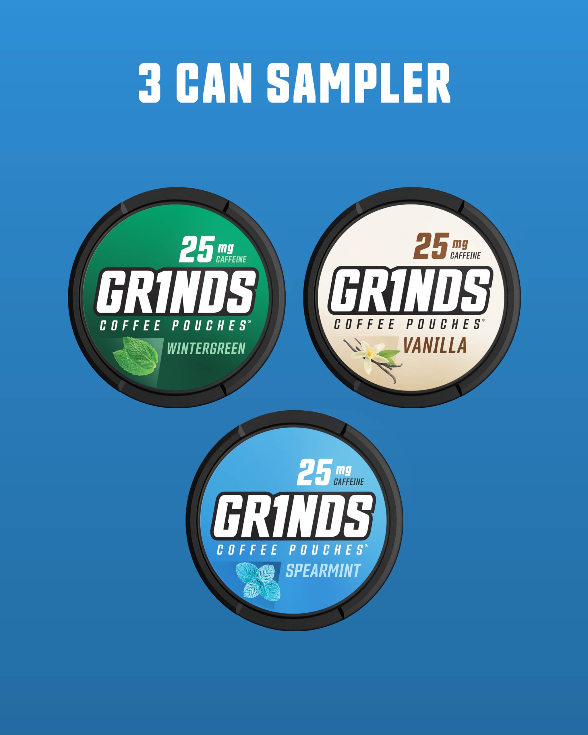 GRINDS lata abierta con pouches visibles y frescura prolongada