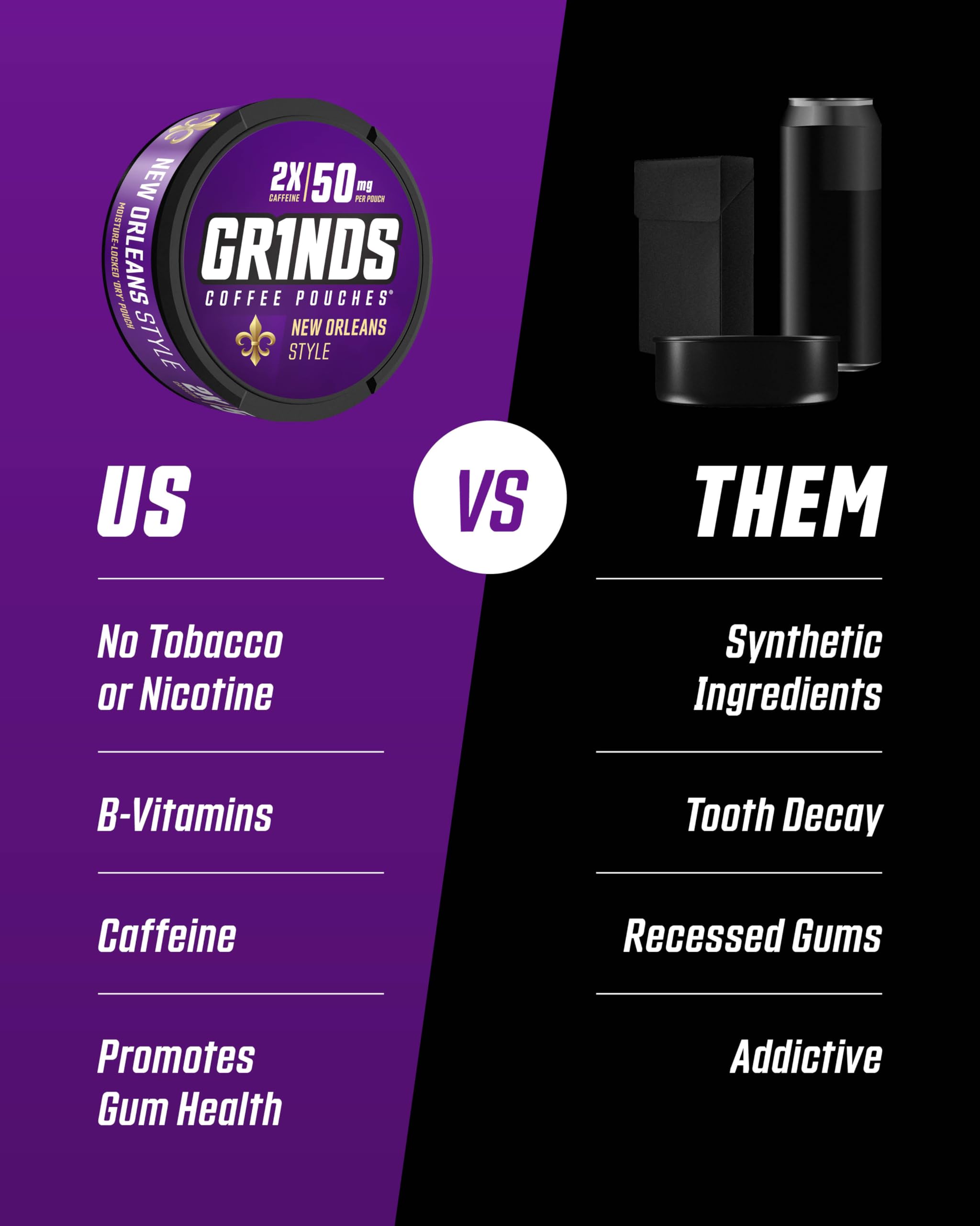 GRINDS lata abierta con varios sobres para conservación y frescura prolongada