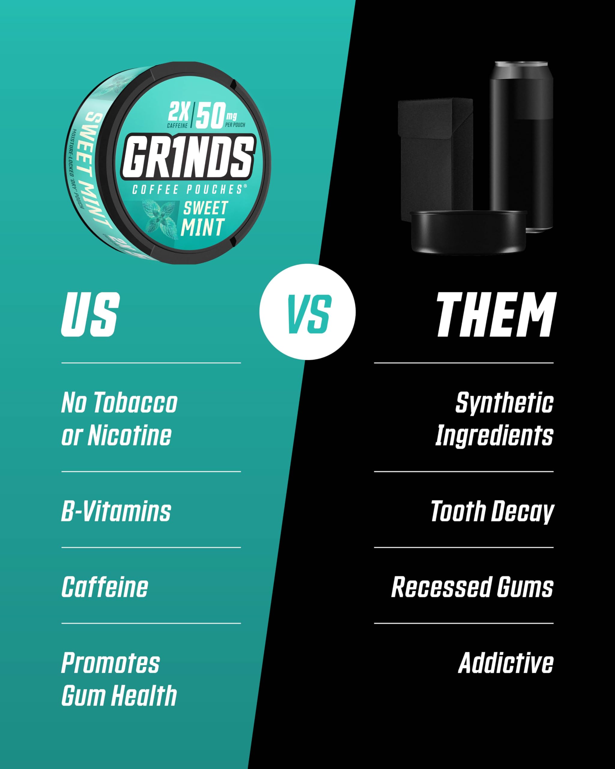 GRINDS lata abierta con 18 pouches y conservación del aroma
