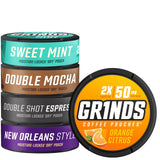 GRINDS pack frontal mostrando las cinco latas, ideal para probar sabores