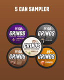 GRINDS pouch primer plano con textura y sellado que conserva sabor